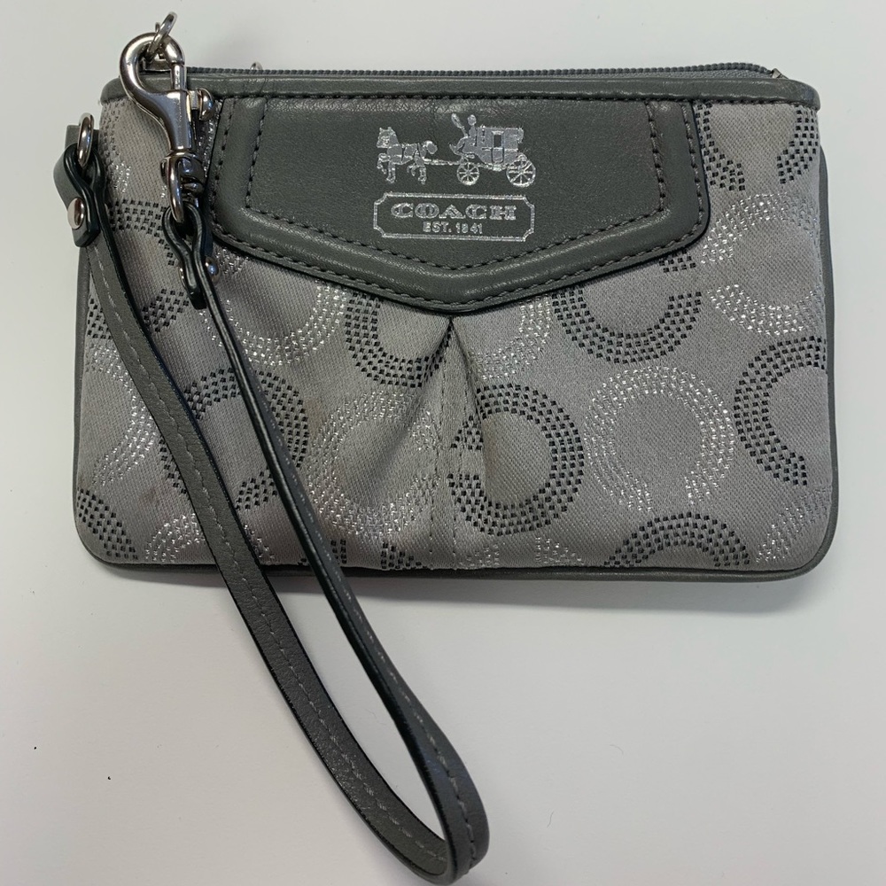 Coach Signature Madison Wristlet Gray Silver